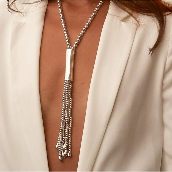 Uno de 50 Jellyfish Silver Long Tassel Necklace - Picture 2 of 11